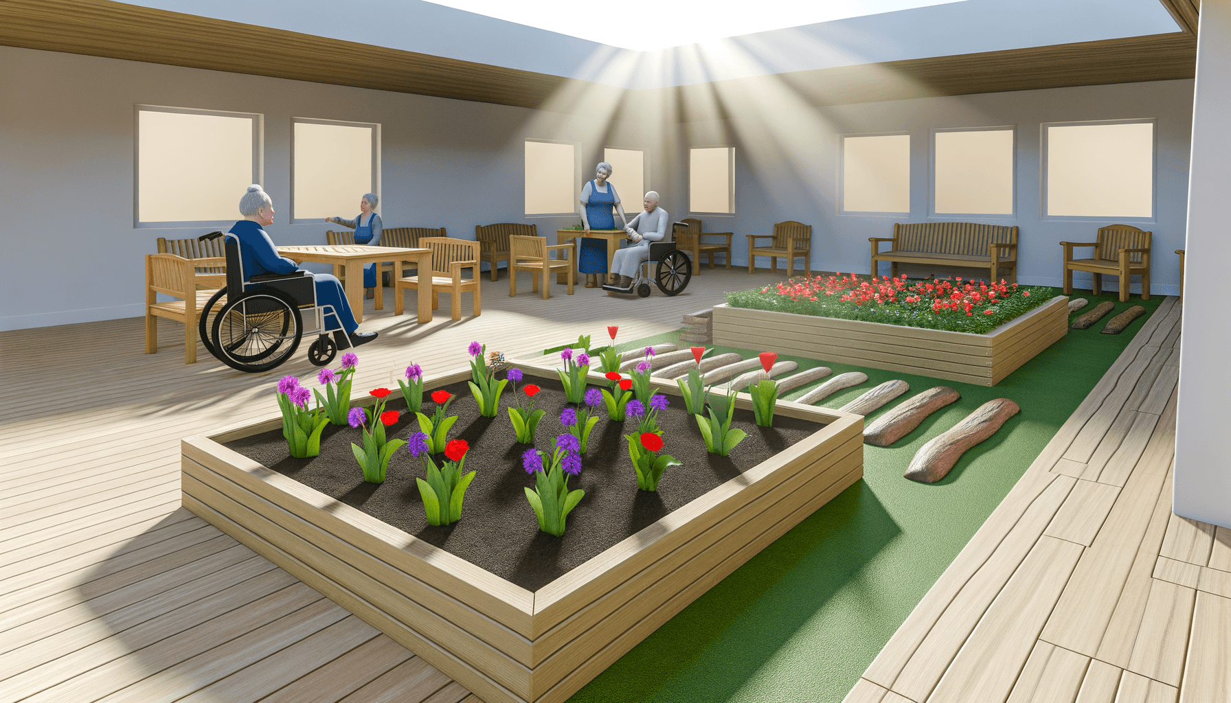 Jardin thérapeutique et parcours sensoriel